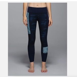 LULULEMON Wunder Under Pant Sashiko Inkwell Navy Blue Camo Size 6